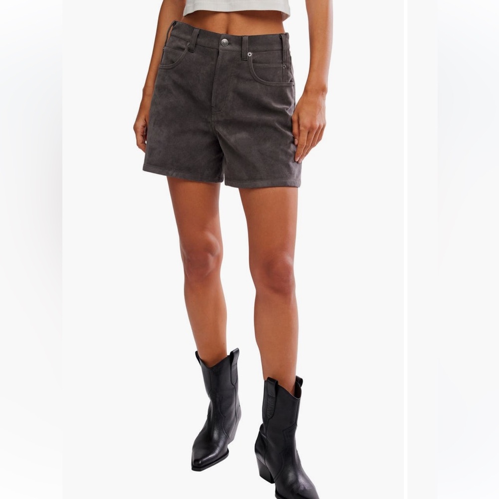 NWT Free People Tippi Faux Suede Dark Gray Shorts - 31